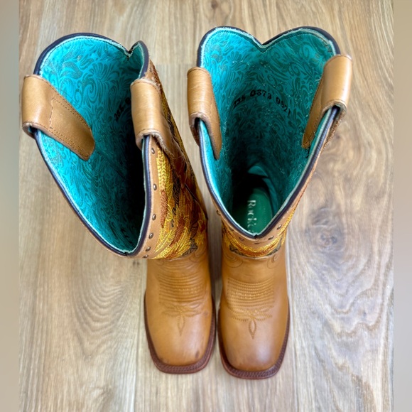 Rock‘EM Sunflower Square Toe Cowgirl Boot - Honey Size 7.5 EUC - Picture 3 of 9